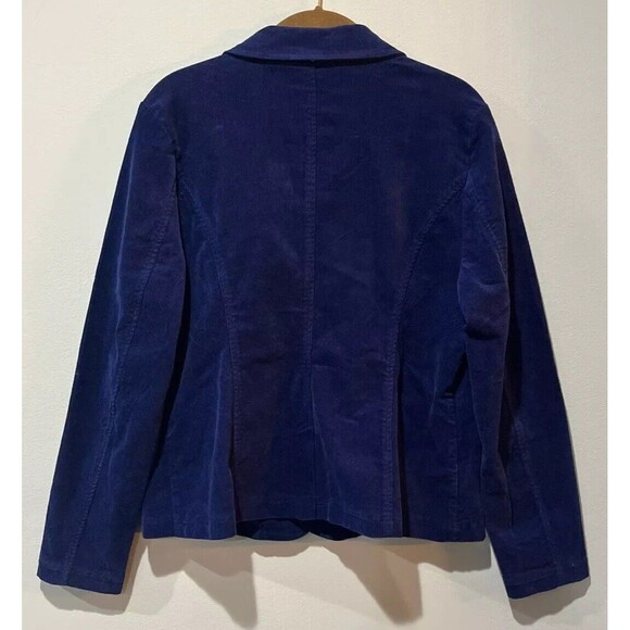 Laurie Felt Corduroy Blazer Women’s 12 Navy Blue Jacket Two Button Crest - Picture 2 of 8